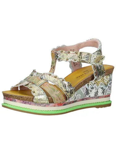 Laura Vita Keilsandalette aus Leder - Wanderschuhe: Modische, farbenfrohe Keilsandalette mit hohem Tragekomfort und Klettriemen, ideal für Frühling und Sommer.
