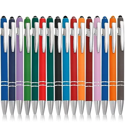 Stück Kugelschreiber Mit Touchpen, Druckkugelschreiber, 2 In 1 Stylus Stifte Eingabestift Hochwertig Soft Touch Einziehbarer Kugelschreiber Für Universelle Touchscreen Geräte Für Büro Haushalt 16