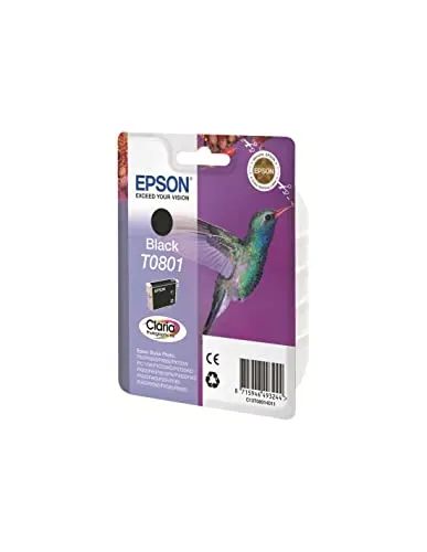 Original Epson Tinten Patrone T0801 schwarz - Hochwertige Tinte für Stylus Photo Drucker, 330 Seiten Kapazität, umweltfreundliche Blisterverpackung
