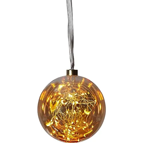 EGLO LED Weihnachtskugel für Innen, beleuchtete Glaskugel zum Aufhängen, Leuchtkugel Amber zum Hängen, Deko Wohnzimmer, warmweiß, Strom-Betrieb, 3m Kabellänge, Ø 15 cm
