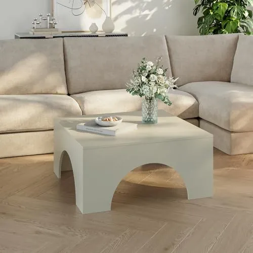[en.casa] Couchtisch Vivatka Wohnzimmertisch Beistelltisch 80 x 80 x 37 cm Sofatisch quadratisch Kaffeetisch Sandfarben