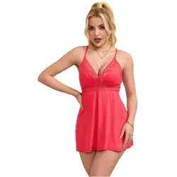 Lau-Fashion Babydoll Nachthemd Rot mit Spitze S/M in rot von Lau-Fashion