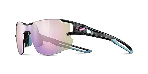 Julbo Damen Aerolite Sportbrille, Grau/Blau, Einheitsgröße - Sportbrille mit großflächigen Gläsern für maximale Sicht und belüftetem Design, das Beschlagen verhindert. Ideal für aktive Frauen, die Komfort und Performance schätzen.