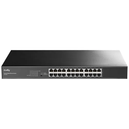 Cudy GS1024L 24-Port Gigabit Ethernet Switch - Netzwerk-Switch mit 24 geschirmten Ports für zuverlässige Datenübertragung, energieeffizient und lüfterlos für leisen Betrieb, ideal für Desktop- oder Rackmontage.