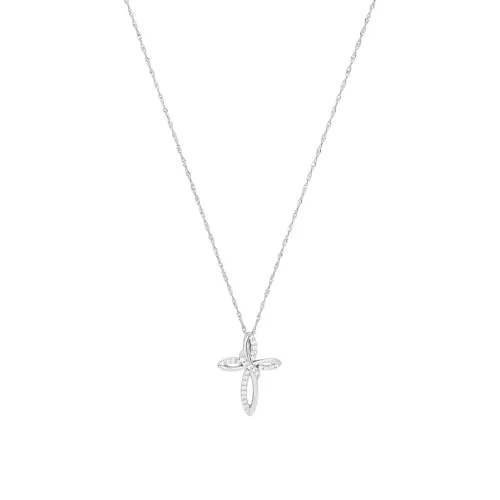 Amor Kette mit Anhänger 925 Sterling Silber - Damen Kette aus 925 Sterling Silber mit Zirkonia, 42 cm lang, stilvolles Kreuz-Design, perfekt als Geschenk für besondere Anlässe in einer eleganten Schmuck Geschenk Box.