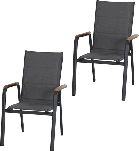 Siena Garden Klappsessel-Set, Anthrazit - Gartenstühle, stapelbar und wetterfest aus hochwertigem Teakholz für langlebigen Komfort im Freien.