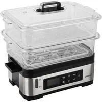 Steba DG 2 Elektronischer Dampfgarer - variabler Garraum 3-6L, BPA-frei, 5 Automatikprogramme und LCD-Display für perfektes Dampfgaren