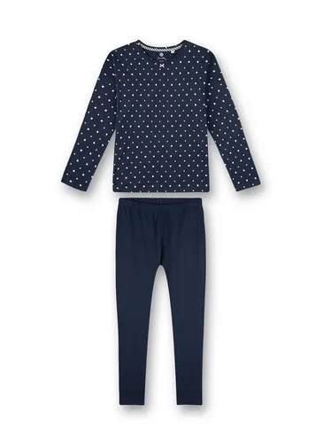 Sanetta Mädchen Schlafanzug lang blau Pyjamaset - Schlafanzug für Mädchen, Nordic Blue, aus hochwertiger Bio-Baumwolle für besten Tragekomfort und Pflegeleichtigkeit - ideal für erholsame Nächte.