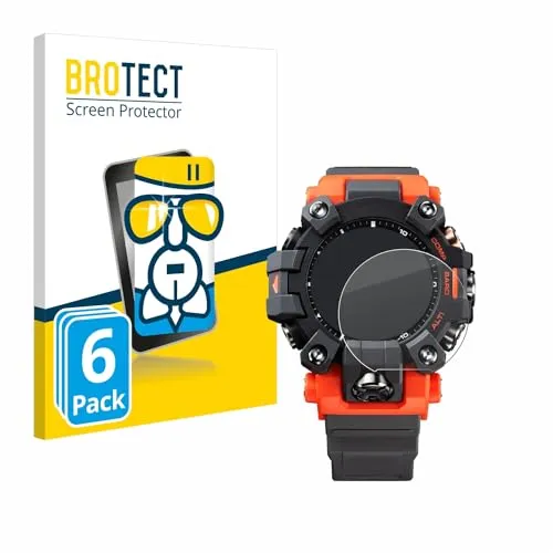 BROTECT (6 Stück Schutzglas für Casio G-Shock GW-9500 Schutzfolie Made in Germany Panzer Folie Glas Displayschutz [Kratzfest 9H, Anti-Fingerprint]