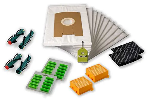 eVendix Filterset kompatibel mit Vorwerk Tiger, Kobold VT 260: 20 Staubsaugerbeutel, ähnlich FP 260, Staubbeutel + 2 Hygiene-Mikrofilter Hepa + 2 Aktivkohle-Filter