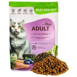 Lecker.Pet® Mia's Adult Herzhaftes Geflügel Katzenfutter Trockenfutter Vollnahrung 2,5 kg