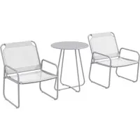 furnicato Moderne Garten-Essgruppe Hellgrau Ø60 x 72H cm - Genieße entspannte Stunden im Freien mit dieser stilvollen Gartengarnitur. Sie bietet optimale Bequemlichkeit dank atmungsaktiver Materialien und ist ideal für gesellige Anlässe. Stabiler Stahlrahmen und verstellbare Füße sorgen für Langlebigkeit und Sicherheit.