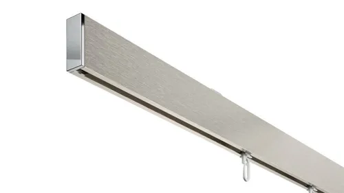 DécoProfi Schienensystem Gardinenstange eckig ABOVE 1-läufig - Hochwertige 1-läufige Gardinenstange aus Aluminium in edlem Design. Inkl. Deckenträger und verchromten Endkappen für eine einfache Montage. Ideal für moderne Innenräume.