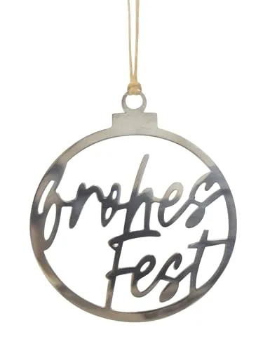 Dekohänger Frohes Fest im Kreis | Silber | Metall | 11cm | Fensterdeko Weihnachten