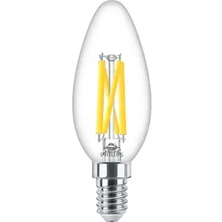 Philips Filament-Kerzenlampe, B35 E14, transparent, 60 W, 5,9 W, 60 W, E14, 806 lm, 15000 h, Warmes Glühen