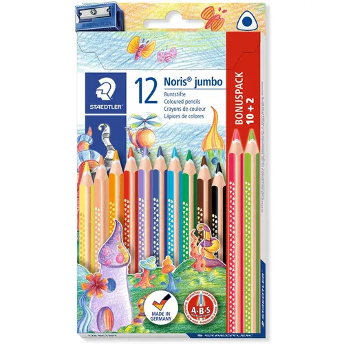 STAEDTLER Dreikant-Buntstift Noris Club jumbo, 10+2 Etui von STAEDTLER
