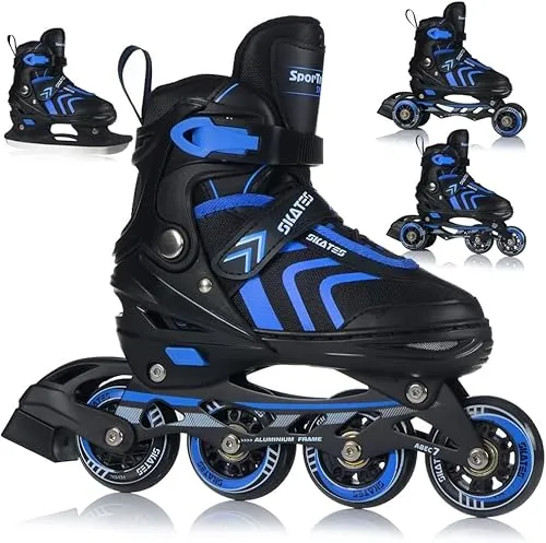 Inliner Skates 4in1 - Verstellbare Rollschuhe für Kinder und Erwachsene - Entdecken Sie die vielseitigen Inliner Skates 4in1 für Kinder und Erwachsene. Verstellbar von Größe 29-43 und ausgestattet mit ABEC7 Lagern für ein reibungsloses Fahrgefühl.