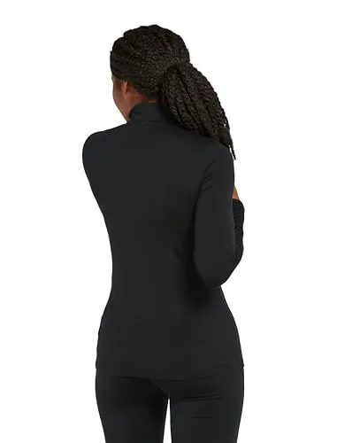 Icebreaker - Damen Merino Core Schwergewicht Langarmshirt mit halbem Reißverschluss, Black, M
