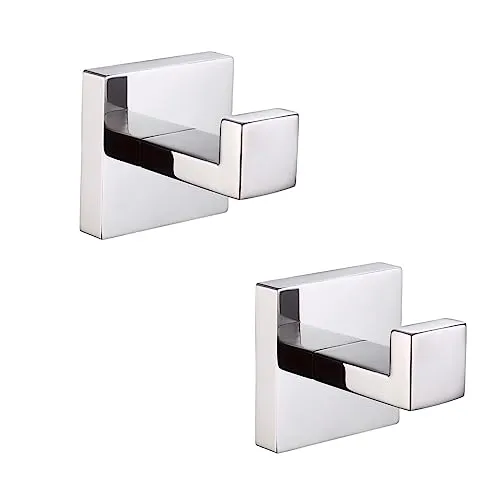 Zenovate Handtuchhaken Chrom, 2 Stück Wandhaken SUS 304 Edelstahl, Handtuchhaken zum Bohren für Badezimmer, Wall Mountable Kleiderhaken für Bad & Küche