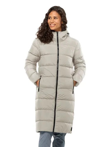 Jack Wolfskin Daunenmantel FROZEN PALACE COAT W RDS beige M (38/40) - Funktionsjacke aus wasserabweisendem und winddichtem Material, ideal für kalte Tage – mit regulierbarer Kapuze für optimalen Schutz.