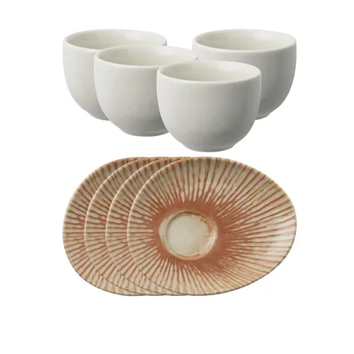 Rosenthal Kaffeeservice Arthur Krupp Stoneware Sunlight Red, 8tlg - Kaffeeservice aus hochwertigem Steinzeug, spülmaschinen- und mikrowellengeeignet, ideal für stilvolle Kaffeepausen mit 4 Tassen und 4 Untertassen in warmem Rot.