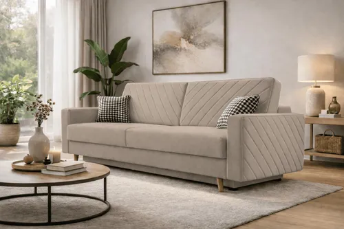 Möblo Schlafsofa Hellbraun 3-Sitzer von Moeblo