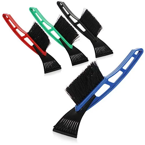 com-four® 4X Eiskratzer mit Besen in bunten Farben, Eisschaber, Scheibenkratzer [Auswahl variiert] (04 Stück - Eiskratzer mit Besen)