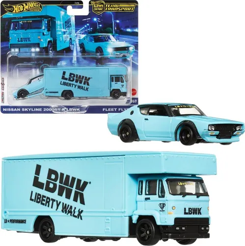 Hot Wheels Premium Team Transport Car Auto - Nissan Skyline 2000 GT-R LBWK - Transporter im Maßstab 1:64, ideal für Sammler und echte Auto-Enthusiasten.