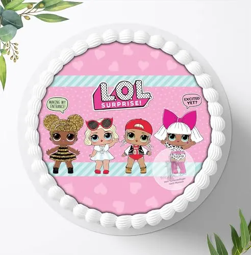 Für den Geburtstag ein Tortenbild, Zuckerbild mit dem Motiv: LOL Surprise, Essbares Foto für Torten, Tortenaufleger Ø 20cm 0304w