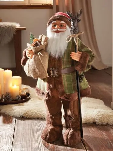 Dekoleidenschaft Dekofigur Santa mit Stab, 60 cm