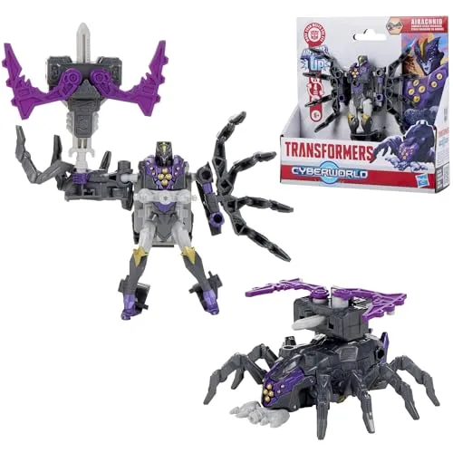 Transformers CYBERWORLD Airachnid Cyber Changers mit Panzerung Action-Figur (10 cm), schneller Wechsel in den Spinnen-Modus, Roboterspielzeug für Jungen und Mädchen ab 6 Jahren