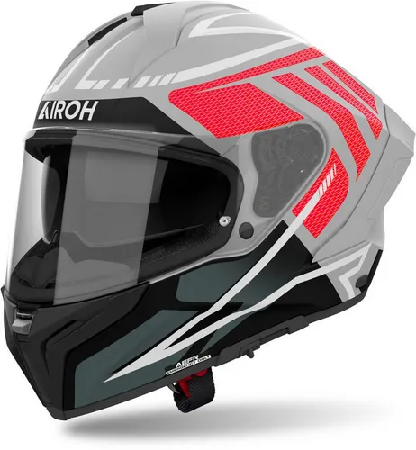 Airoh Matryx Rider Helm, schwarz-grau-rot, Größe M - Motorradhelm mit extra großem Sichtfeld, Werkzeugfrei abnehmbarem Visier und A3S Antibeschlagsystem für optimale Sicherheit und Komfort beim Fahren.