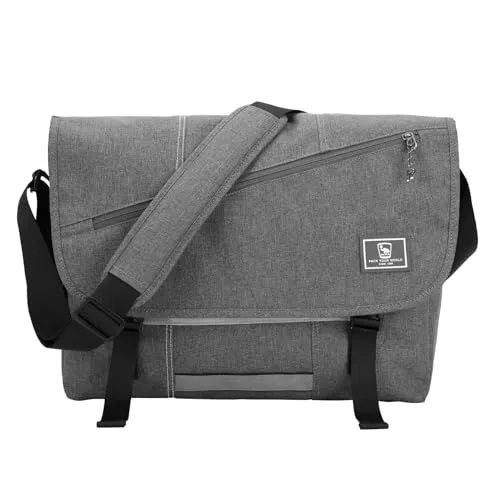 OIWAS Umhängetasche Herren Groß Messenger Bag Arbeitstasche Männertasche Schultertasche Laptoptasche Herrentasche Kuriertasche Tablet Business Büro Uni Reise Alltag für 15.6 Zoll Laptop Grau
