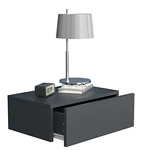 VCM Nachtschrank Usal M - Wandschublade in Anthrazit - Stylisches Wandboard mit leichtgängiger Schublade, ideal als Nachttisch oder Ablagefläche. Maße ca. H. 15 x B. 45 x T. 30 cm, ergänzt durch weitere Varianten der Serie 