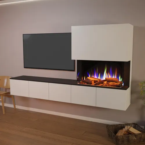 Glow Fire Elektrokamin 'PR6' | LED Standkamin in Schwarz mit Heizung