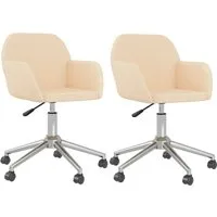 vidaXL Esszimmerstühle 2 Stk. Drehbar Creme Stoff