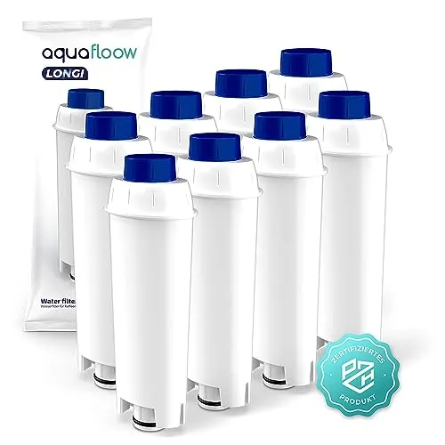 Aquafloow 8 Stück Wasserfilter für Delonghi Kaffeemaschinen, Ersatz für DLCS002, SER3017 & 5513292811, kompatibel mit ECAM, ESAM, ETAM Serie | für De'Longhi Kaffeevollautomat Pflege und Schutz