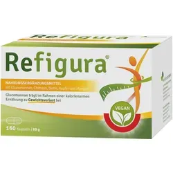 Refigura Kapseln 160 ST - Diät-Nahrungsergänzungsmittel mit Konjak-Glucomannan zur Unterstützung der Gewichtsreduktion, ideal zur Einnahme vor den Mahlzeiten für ein verbessertes Sättigungsgefühl.
