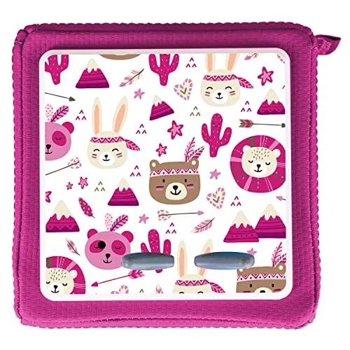MeinBaby123® Schutzfolie kompatibel mit Toniebox | Schutzcover selbstklebend | Premium Qualität | Aufkleber passgenau I Folie Sticker I Toniebox Zubehör (Boho Tiere Beere)