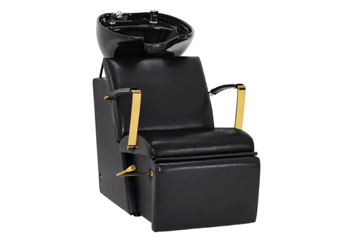 Barberpub Waschbecken 8670 mit Friseurstuhl, klappbare Beinstütze - Elegantes Friseurwaschbecken, komfortabel und langlebig, ideal für Friseursalons oder Spas. Die multifunktionalen Armaturen sorgen für ein einfaches und angenehmes Haarewaschen.