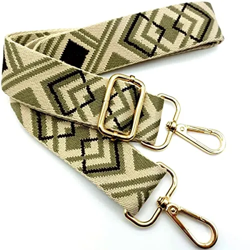 Verstellbarer Schultergurt für Taschen Grün, Taschengurte zum Wechseln, Taschengurt Breit mit Karabiner Gold, 80-130 cm Tragegurt Tasche für Damen Umhängegurte, Moderne Handtasche, 3.8cm, 19