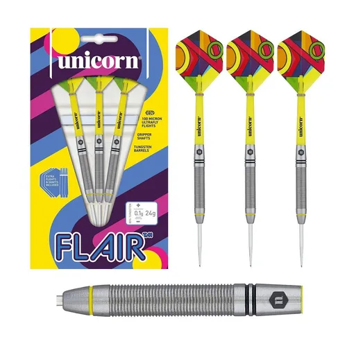 Unicorn Darts - Flair 5 80% Tungsten 24g (Steeldart) 3 Dartpfeile NEU