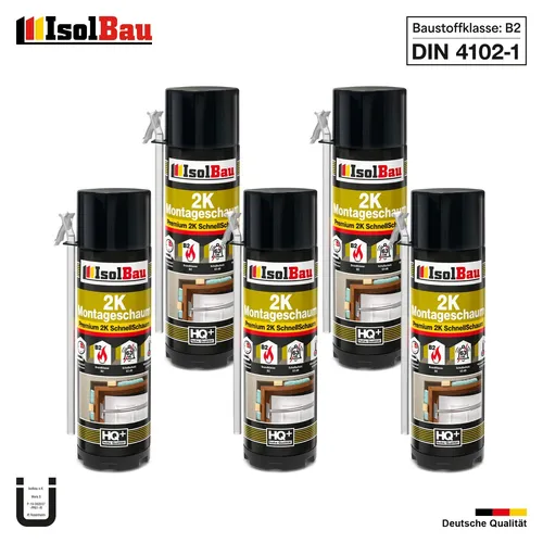 2K Bauschaum Montageschaum 400ml - Schnellschaum für vielseitige Anwendungen - Vielseitiger Montageschaum mit 2 Komponenten, ideal zur Isolierung und Versiegelung in Innen- und Außenbereichen. Temperaturbeständig von -40°C bis 90°C, in praktischer Sprühdose.