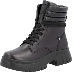 rieker Leder-Boots Schwarz - Größe 36 - Stylische Leder-Boots mit Schnürung und seitlichem Reißverschluss, ideal für jeden Anlass. Der rutschhemmende Block-Absatz sorgt für sicheren Halt.