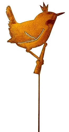 Edelrost Gartenstecker Zaunkönig Rost Deko Vogel aus Metall