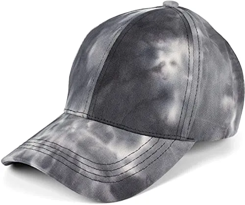 styleBREAKER Damen Baseball Cap mit Batik Muster, Muster Unikat, 6-Panel, Basecap, Click & Snap verstellbar 04023082, Farbe:Schwarz-Grau