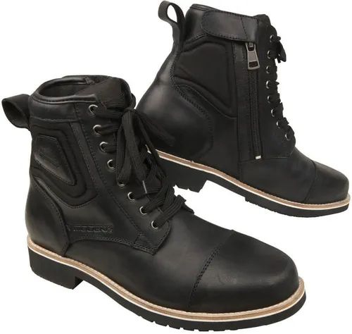 Modeka Wolter Schuhe schwarz 39 - Motorradstiefel mit 100% wasserdichter Hipora®-Membrane, Knöchel- und Zehenverstärkung sowie seitlichem Reißverschluss für einfachen Einstieg.