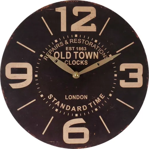 Zeitlose Wanduhr Ø29cm Landhausstil Shabby Vintage Antik Küchenuhr Holzuhr Deko, Motiv:Old Town