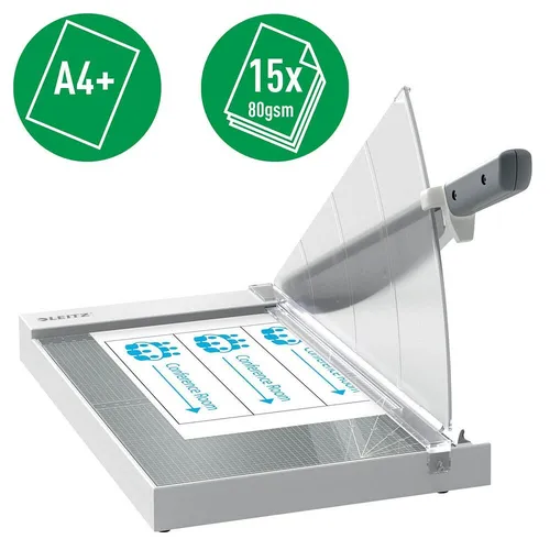 LEITZ 90230000 - Hebel-Schneidemaschine 381 mm, leistungsstark und präzise für bis zu 25 Blatt A4, mit einzigartigem Edge-Glow-Licht für optimale Sichtbarkeit