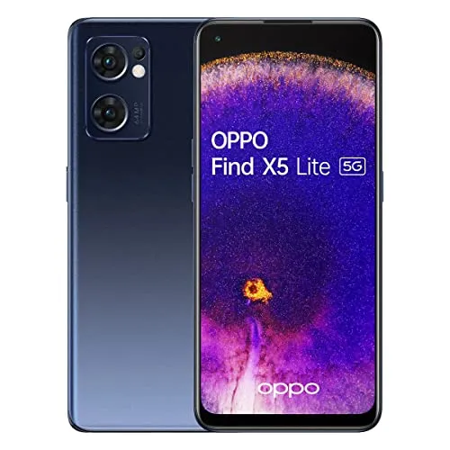 OPPO Find X5 Lite 5G Smartphone - 64 MP Dreifachkamera, 4.500 mAh Akku mit 65W SUPERVOOC Schnellladen, 6,4 Zoll AMOLED Display für brillante Farben und Air Gestures Steuerung